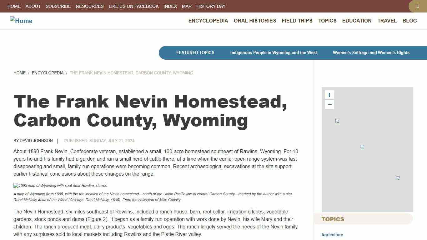 The Frank Nevin Homestead, Carbon County, Wyoming WyoHistory.org